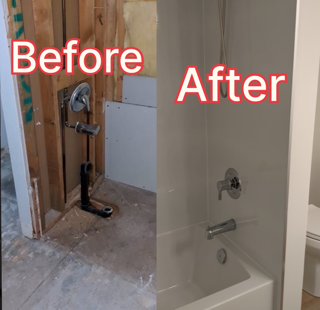 Bathroom renovation before and after a shower update
