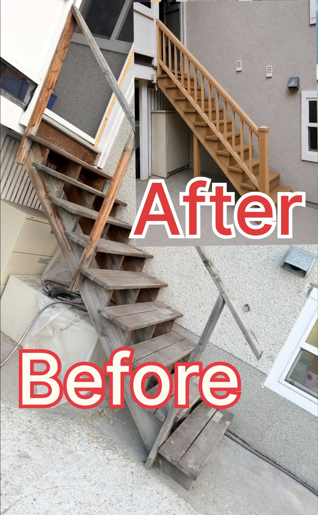 Deck replacement before and after renovation