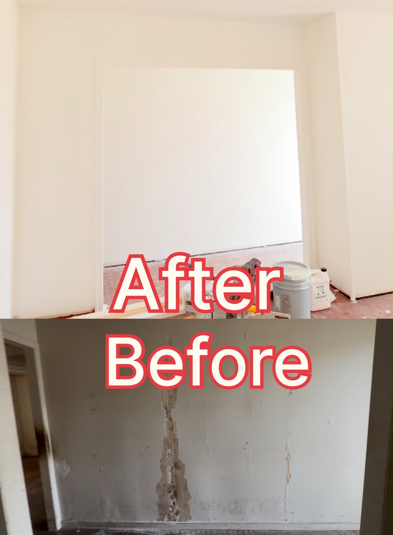 Wall repair before and after finishing
