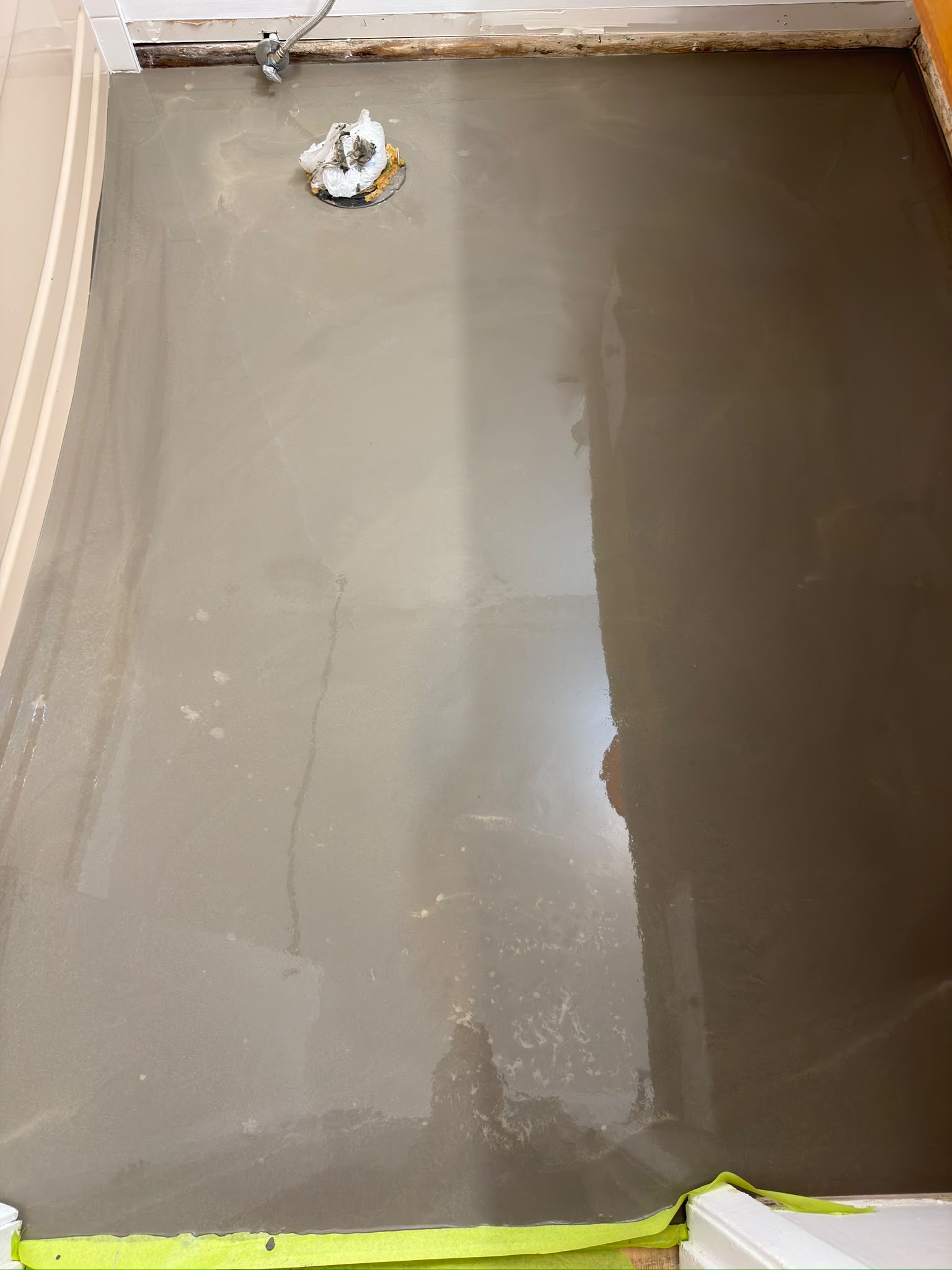 Freshly prepared concrete floor
