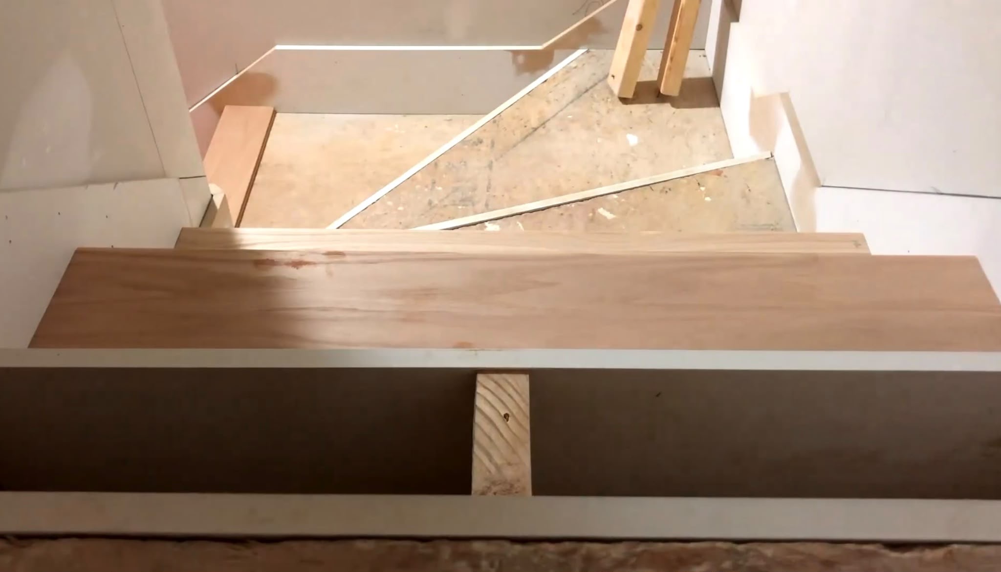 New stair treads being installed