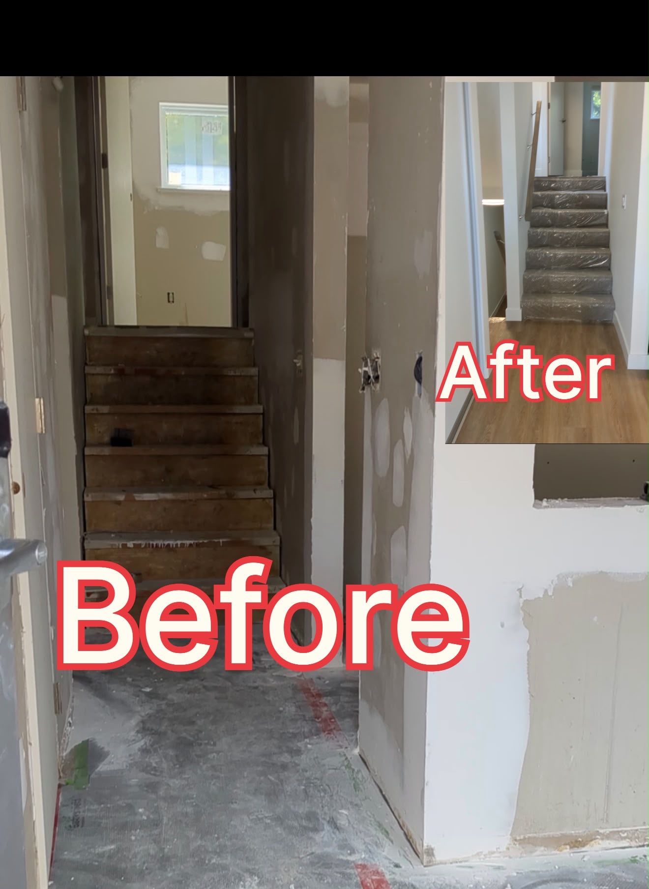 Hallway renovation before and after