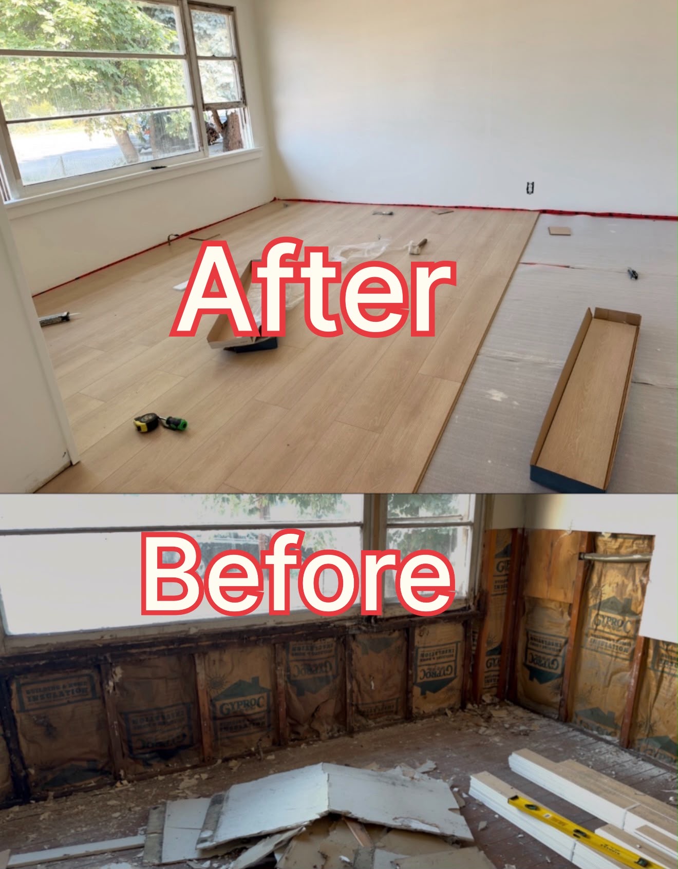 Floor renovation before and after