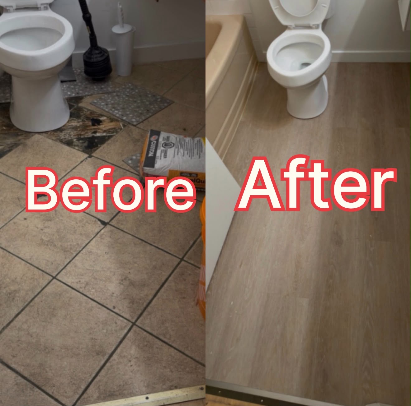 Bathroom floor renovation before and after